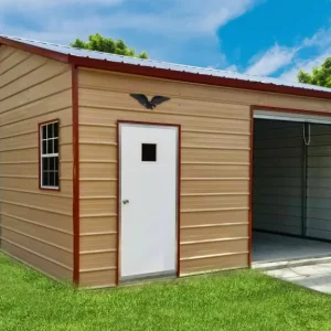 A 24X20X9 Vertical Roof Metal Garage, featuring a vertical roof design.