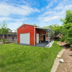 24X25X11/8 Vertical Roof Metal Garage With 8' Lean-To.
